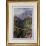 John Macwhirter (1839-1911), Highland scene, oil on board backed paper, signed with monogram,