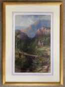 John Macwhirter (1839-1911), Highland scene, oil on board backed paper, signed with monogram,