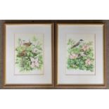 Frank Jarvis (British, 20th century), Wrens perched tin the flowers stems and Blackcaps in the