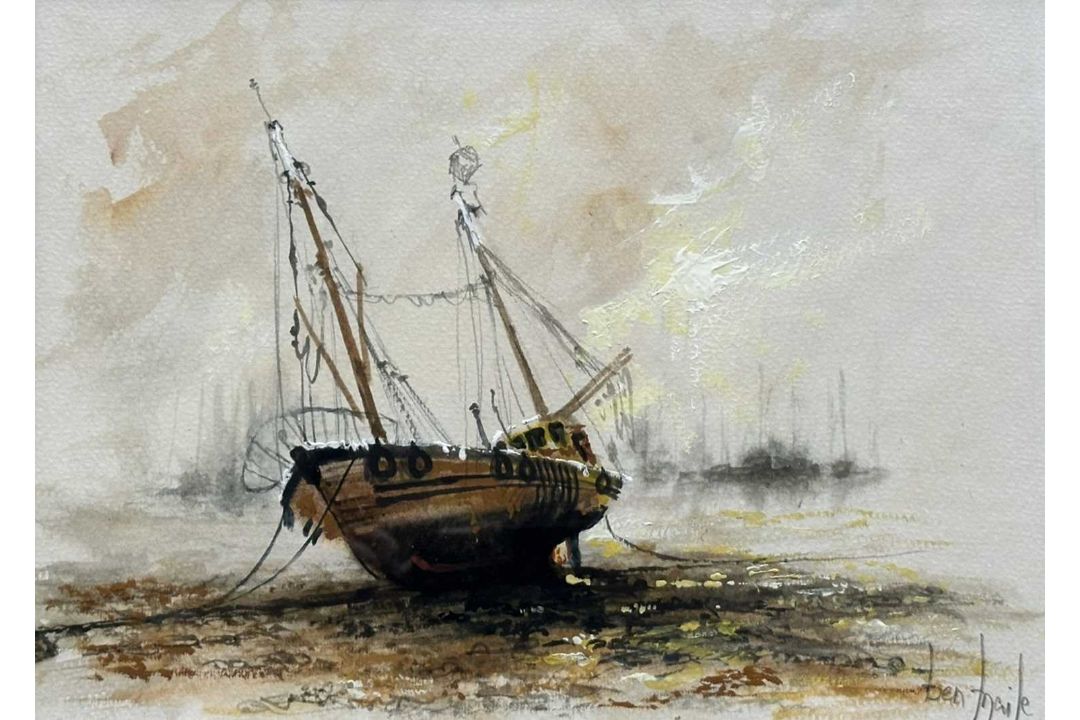 Ben Maile (Cornish, 1922-2017), "Hampstead Village" and "Dry Moorings", pencil, watercolour and - Image 2 of 2