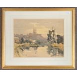 Edward Wesson RI (1910-1983), "Guildford Cathedral", watercolour, signed, 54x41cm, framed and