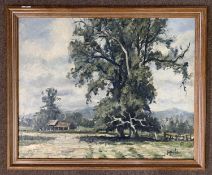 Geoffrey Lefever (1932-2024), Rural landscape, oil on board, 75x59cm, signed and dated 1963, framed