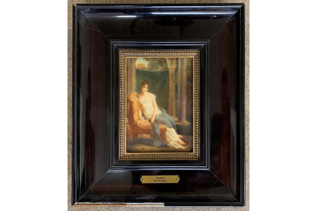 After Francois Gérard (1770-1837), Portrait of Madame Juliette Récamier, painted on porcelain