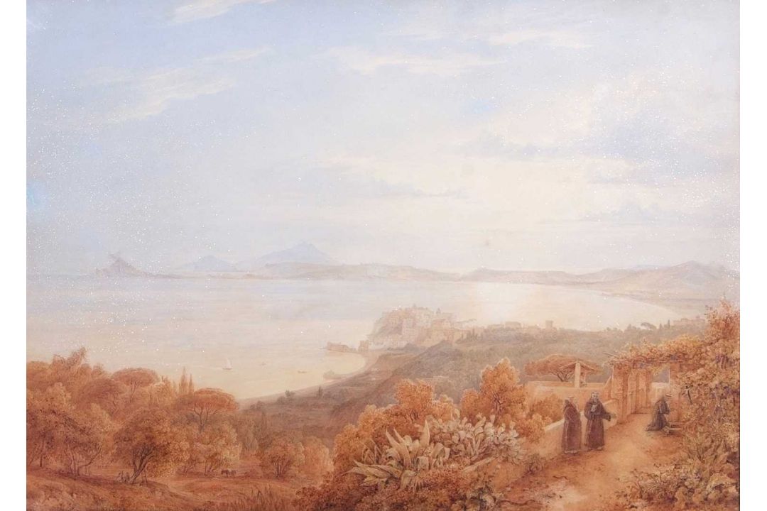 William James Muller (1812-1845), 'Bay of Pouzzuoli', pencil and watercolour, 55x40cm, framed and - Image 3 of 5