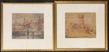 Elsie Woods (British, 20th century), pair of watercolours, signed, 26x22cm, framed and glazed (2)