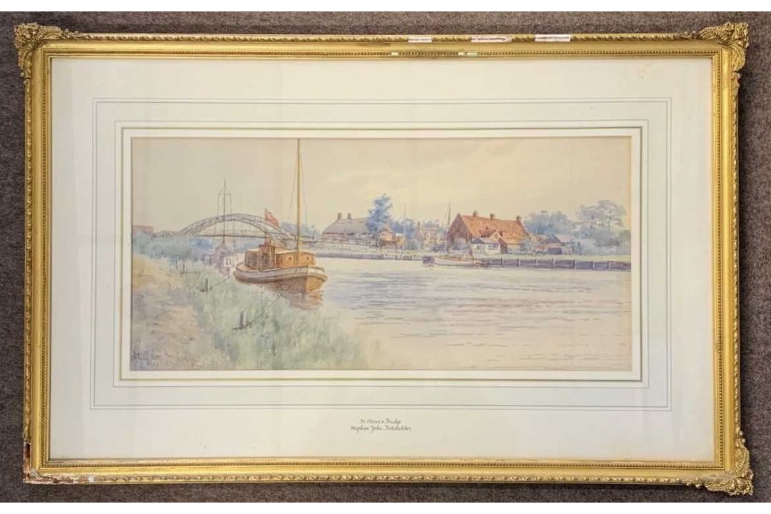 Stephen John Batchelder (1849-1932), 'St.Claire's Bridge', watercolour, signed, 27x57cm, framed