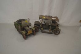 Two tinplate models of vintage cars, one marked Jan Blenken Nurberg Germany (2)