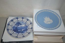 Collectors plates, Wedgewood blue landscape calander plate and one other