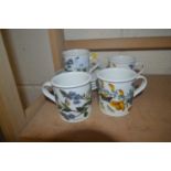 Group of four Portmerion cups and saucers with botanical style prints