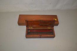 Wooden pencil box and one other