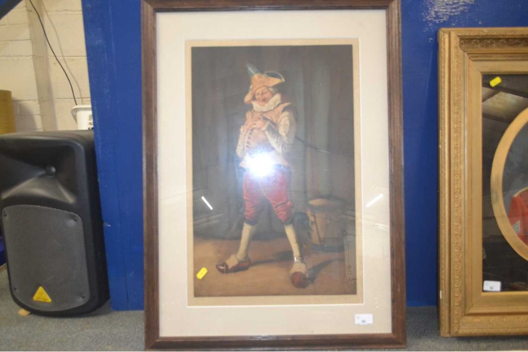 Framed continental print of a clown