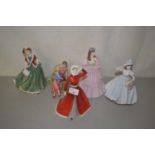 Qty of figurines including Royal Doulton 'When I was young', Royal Doulton 'Christmas Day 2000' etc