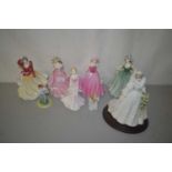 A collection of various Doulton figurines and others to include Christmas Day, When I Was Young