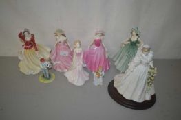 A collection of various Doulton figurines and others to include Christmas Day, When I Was Young
