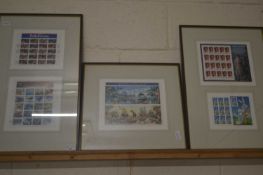 Number of framed prints, one of football coaches and classical American aircraft together with the