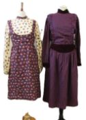 Marion Donaldson: a plum striped and velvet trimmed ruffle shirt and matching skirt, size 14;
