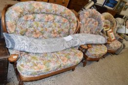 Retro bentwood Suite, comprising two-seat Sofa, easy Chair, and Roacking Chair