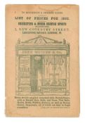 ‘Wisden Trade Catalogue. List of Prices for 1862. Cricketing & other British Sports. Warehouse, 2