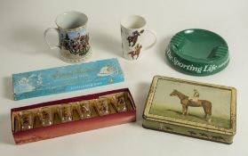 Horse racing. Small box comprising a selection of horse racing and other sporting ephemera. Contents