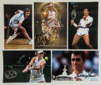 Signed tennis cards 1970s-2010s. Five colour postcards/ promotional cards, each signed by the