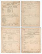 Surrey C.C.C. 1887 & 1889. Four early official double-sided scorecards for matches played at