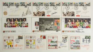 Football signed commemorative covers 1975-2013. Fourteen signed football commemorative covers.
