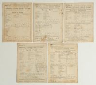 Surrey C.C.C. 1890-1892. Five early original double-sided scorecards for County matches played at
