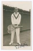George Patrick ‘Pat’ Hughes. 1930s. Sepia real photograph postcard of Hughes standing full length in