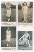 Tennis signed advertising trade/ postcards early c.1932. Four collector’s cards, each signed in