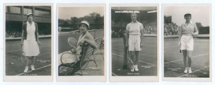 Ladies tennis player postcards 1920s/ 1930s. Four excellent original mono real photograph