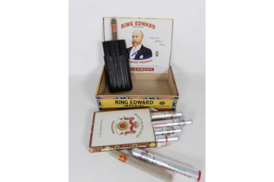 king edward mild tobacco box A of VII Tobaccos Cigars in sealed plastic (partially open to one end), toge A sealed box of 50