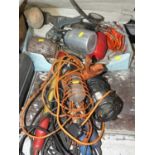 A quantity of spraying equipment, with various site lights and other spare parts, used tools
