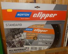 Two Norton Clipper standard 350mm all-materials cutting blade
