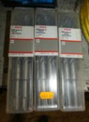 A cased set of three Bosch SDS Plus 3 16mm heavy duty drill bits