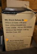 Four boxes of black refuse sacks (90 litre)