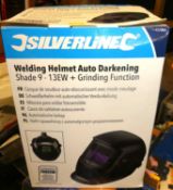 A Silver Line welding helmet, boxed