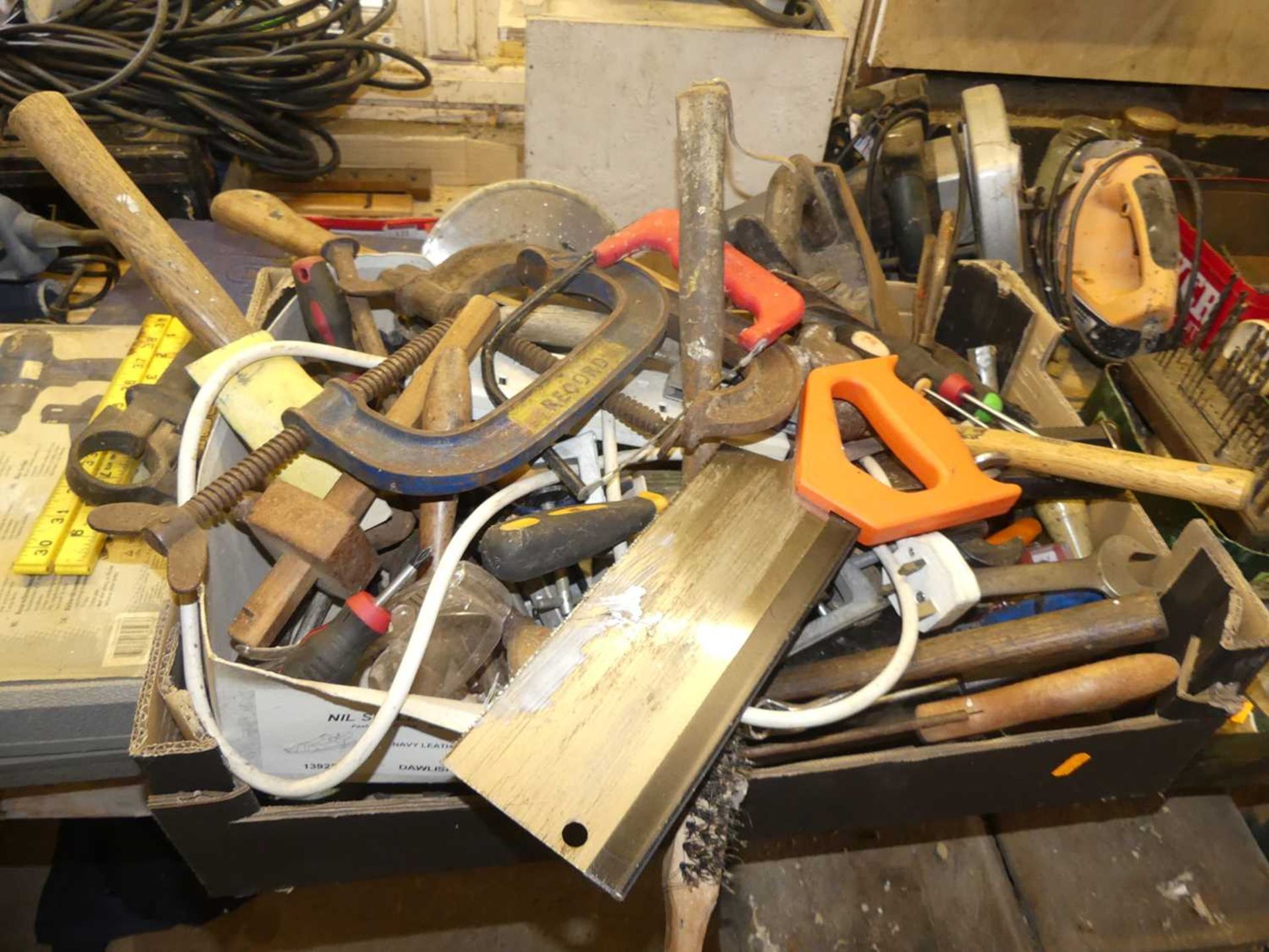 A wooden workbench with vice; together with a large number of mixed tools, to include various - Image 3 of 5