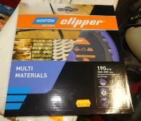A group of six multi-materials Norton Clipper 190mm cutting blades (new)