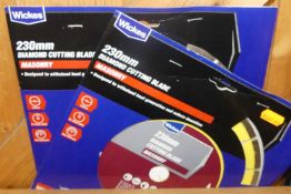 A group of three Wickes 230mm diamond cutting blades (new)
