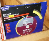 A group of three Wicks 230mm diamond cutting blades (new)