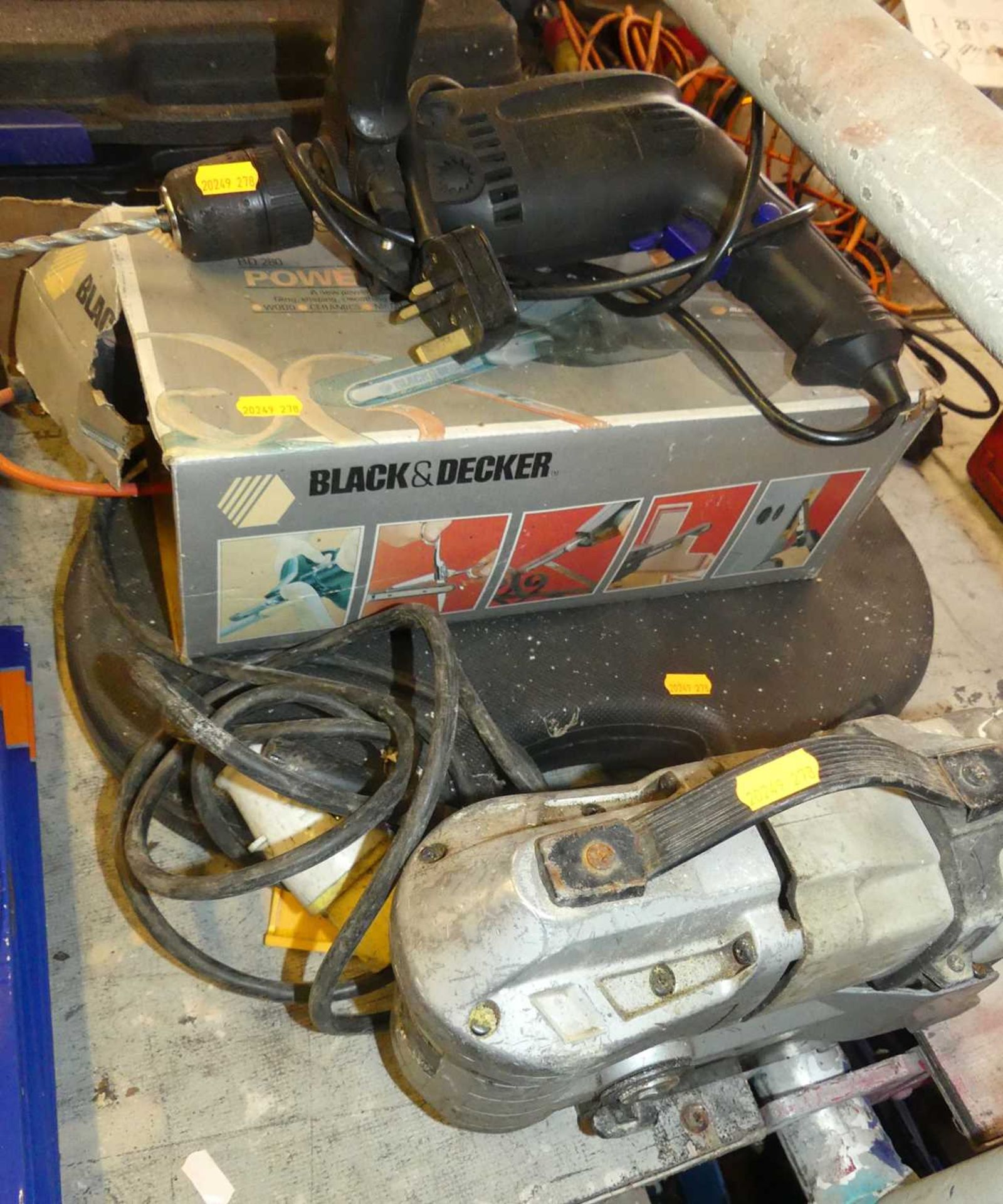 A Black & Decker Powerfile; a low-profile magnetic drill by EDX etc