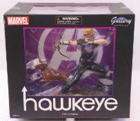 Diamond Select Toys Gallery Diorama Marvel PVC figure of a Hawkeye, housed in plastic packed plastic