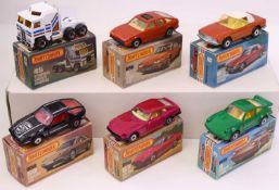 Matchbox Superfast 75 series group of six to include a no.59 Porsche 928 in black, Porsche decal