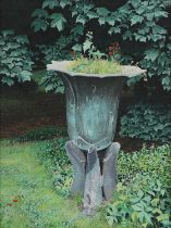 Tom Deakins (British, b.1957) - The Urn: a green thought, oil on canvas laid on panel, 20 x 15cm