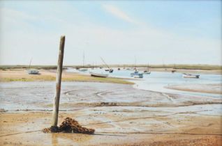 Peter Barker (British, b.1954) - Norfolk estuary, oil on board, signed and dated 'Peter Barker 88'