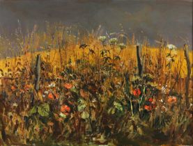 British School (20th century) - Wildflowers, oil on canvas, 45.5 x 60cm