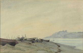 Martin Hardie (British, 1875-1952) - Boats on the shore, watercolour on paper, signed 'Martin