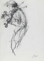 Jason Gathorne-Hardy (British, b.1968) - Portrait of Tema folk playing at Snape, 2003, pencil on