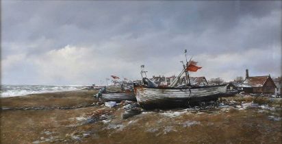 Christine Slade (British, b.1943) - Snow Blowing in the Wind, Aldeburgh, pastel, signed 'Christie'