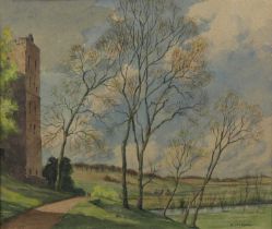 Martin Hardie (British, 1875-1952) - Castle grounds, watercolor on paper, signed 'Martin Hardie'